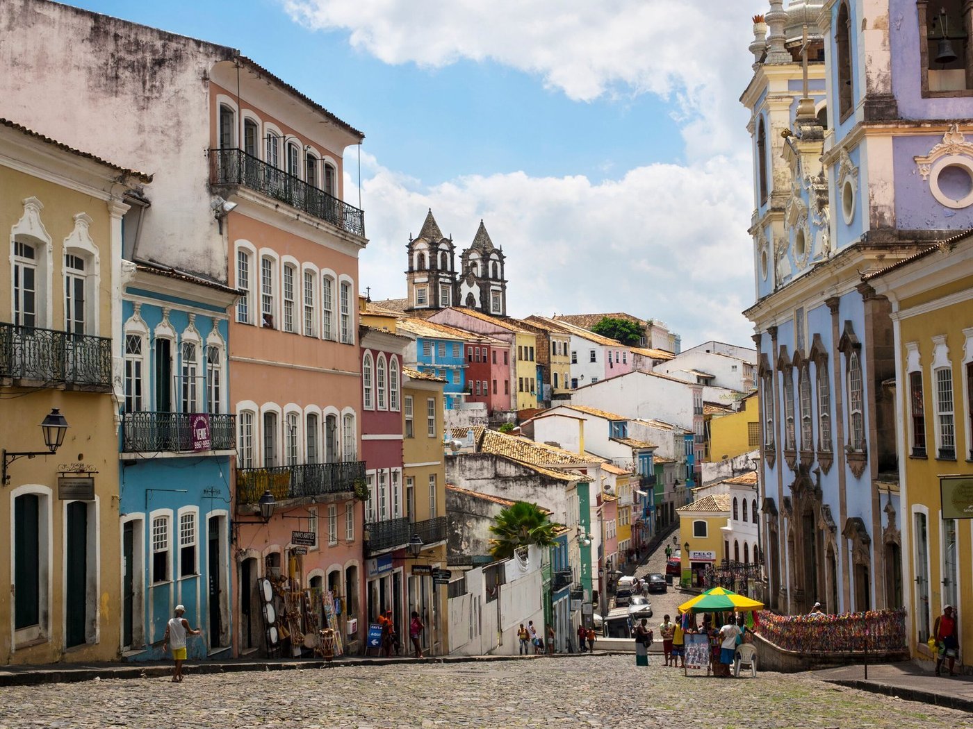Colorful Historical Buildings in Pelourinho, Salvador, Bahia, Br